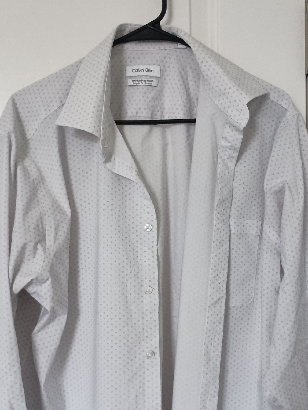 Calvin Klein White Dress Shirt with Light Blue Microdot Print